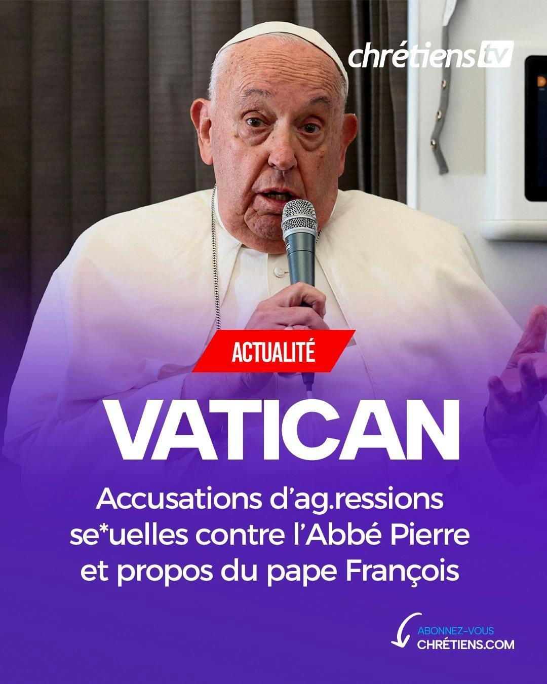 La Conférence des évêques de France a déclaré samedi que les propos du pape François concernant les accusations de violences sexuelles contre l’abbé Pierre, encourageaient « un travail de vérité ».